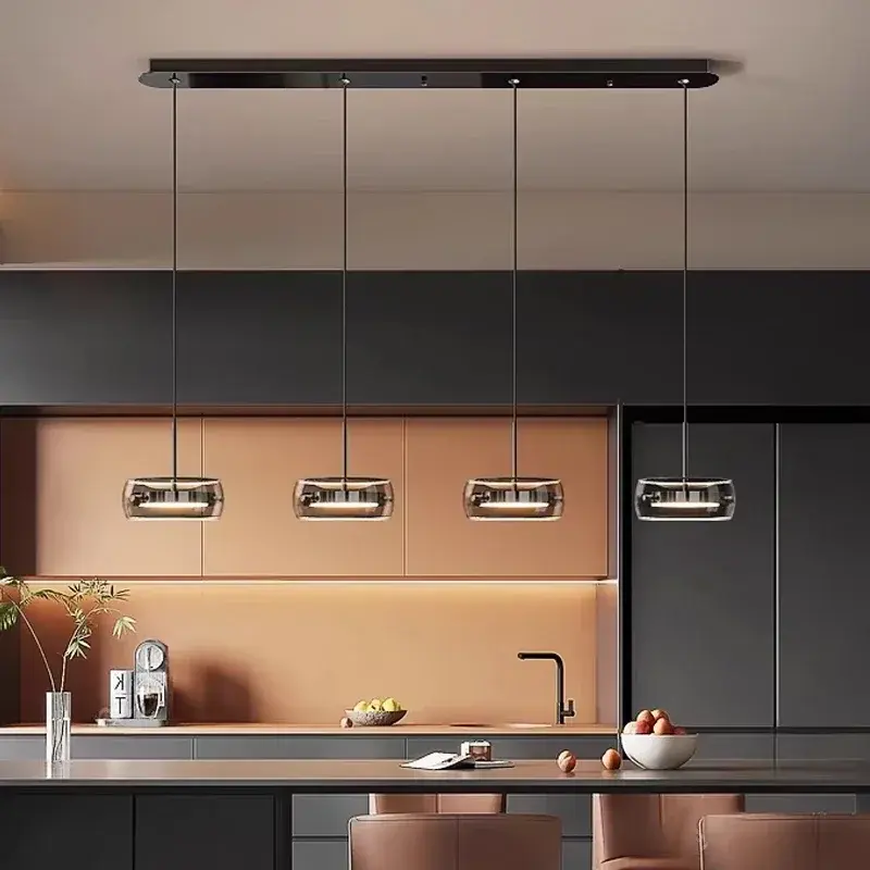 Modern Minimalist Dining Table Lights, Glass Restaurant Chandeliers, Long LED Restaurant Lights, Living Room Interior Lighting