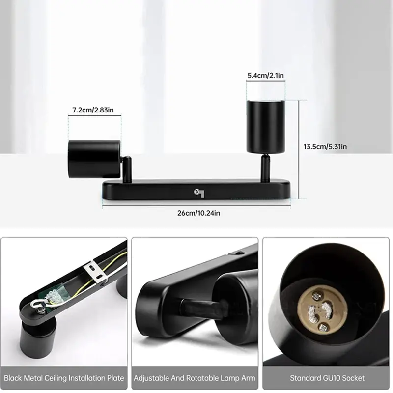 Adjustable LED Spotlight for Clothing Store, Wall Background, Track Light, Surface Mounted Ceiling Spotlight, GU10, AC220V, 7W