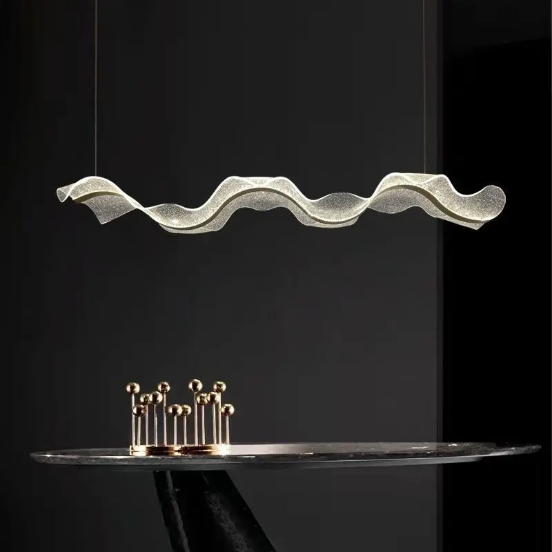 Modern Minimalist Restaurant Bar Counter Chandelier Creative Long Wave Living Room Office Front Desk LED Light