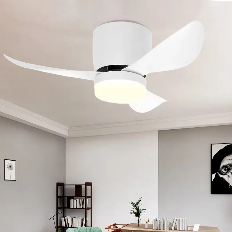 Modern LED Ceiling Fan Light Bedroom, Study Three Leaf Fan With Remote Control Adjustable Three Color Timer, Mini Ceiling Light