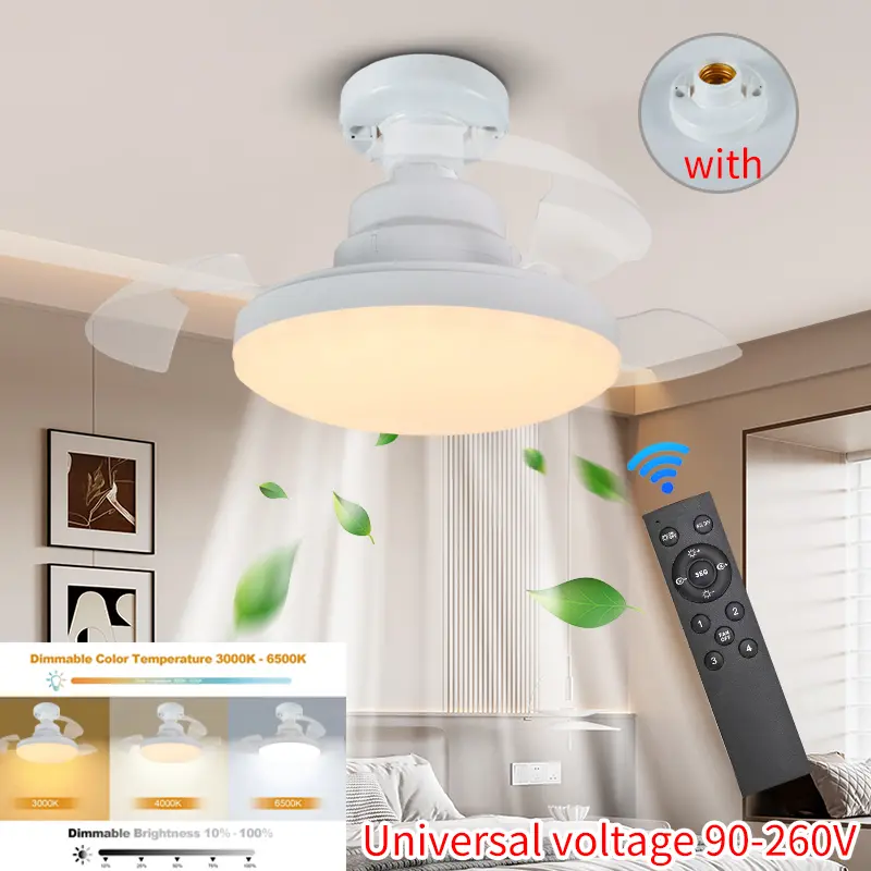 Intelligent 2-in-1 LED Ceiling Fan with Remote Control for Unlimited Dimming, Bedroom and Living Room Lighting Fixtures