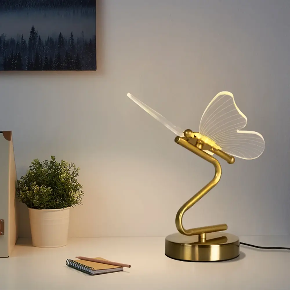 Modern Nordic LED Butterfly Table Lamp Bedroom Bedside Atmosphere Lamp Living Room Dining Room Home Decoration Indoor Lighting