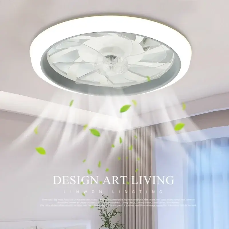 Low Profile Ceiling Fan with Light Embedded Ceiling Fan with Remote Control 6 Wind Speeds Suitable for Bedrooms and Living Rooms