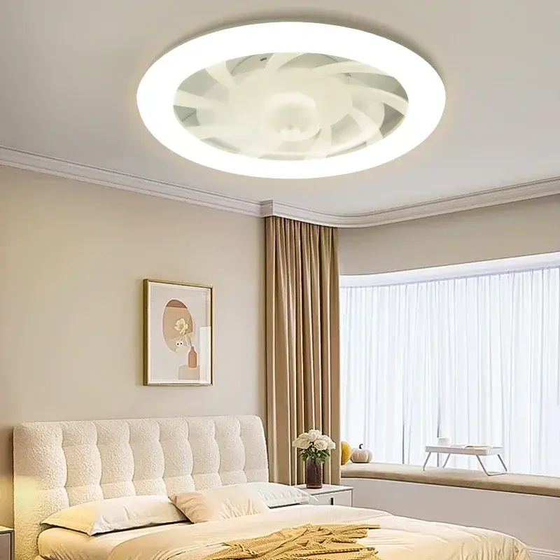 Low Profile Ceiling Fan with Light Embedded Ceiling Fan with Remote Control 6 Wind Speeds Suitable for Bedrooms and Living Rooms