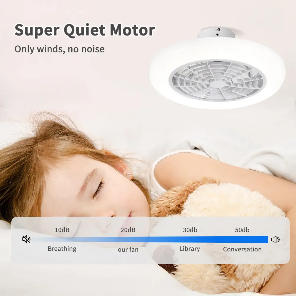 LED Ceiling Timed Fan Light, Remote Dimming Ceiling Fan Light Living Room Bedroom, Kitchen 6-speed Fan Light for Home Decoration
