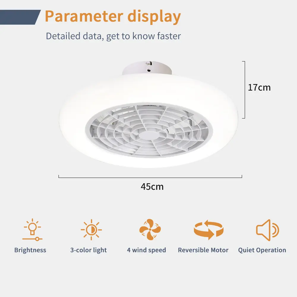 LED Ceiling Timed Fan Light, Remote Dimming Ceiling Fan Light Living Room Bedroom, Kitchen 6-speed Fan Light for Home Decoration