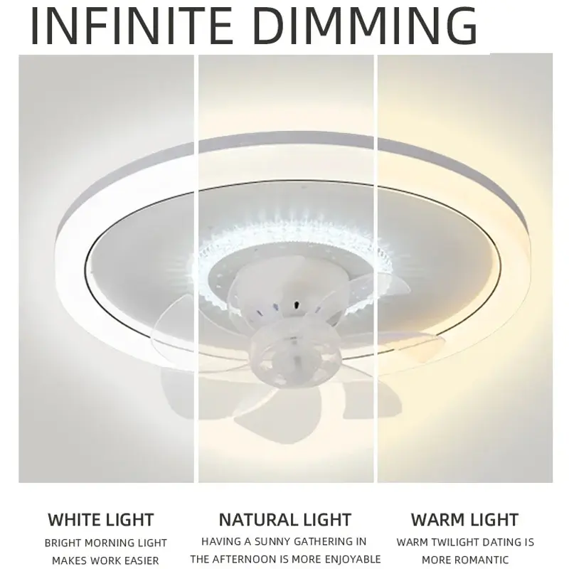 LED Modern Ceiling Fan Light, 360 ° Rotation Function, with Light, Remote Unlimited Adjustment, Bedroom Decorative Lighting