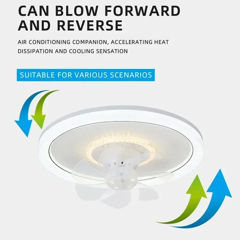 LED Modern Ceiling Fan Light, 360 ° Rotation Function, with Light, Remote Unlimited Adjustment, Bedroom Decorative Lighting