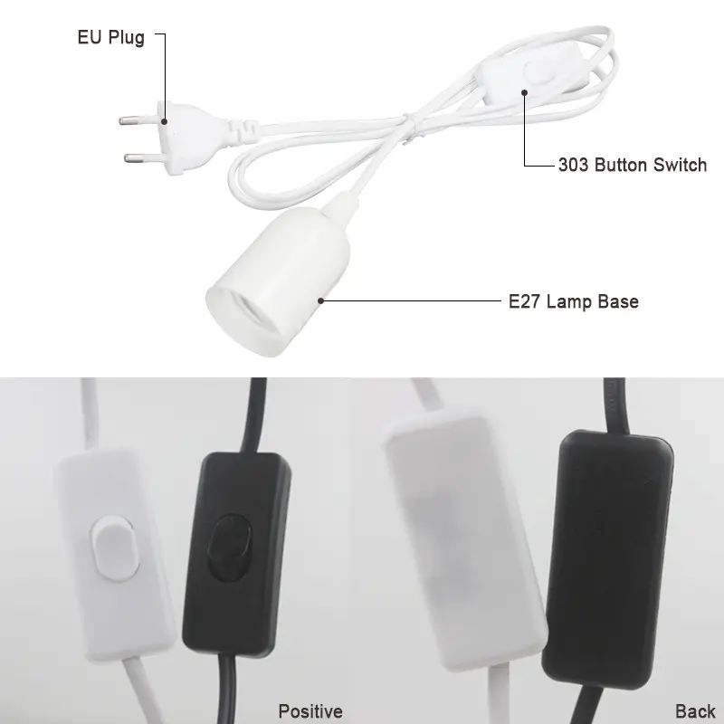 E27 Lamp Bases Pendant Lights 1.8m Power Cord Cable EU/US Plug  Adapter With Switch Wire For Socket Hold