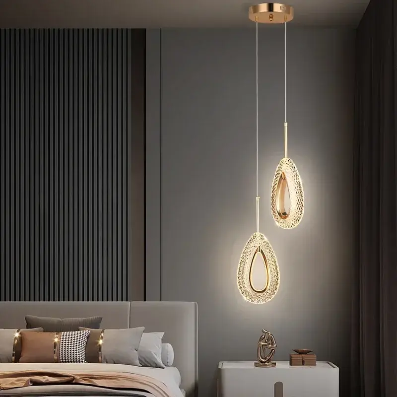 Nordic Luxury Crystal Pendant Light Bedside Dining Table High-end LED Pendant Light Home Interior Decoration Pendant Light