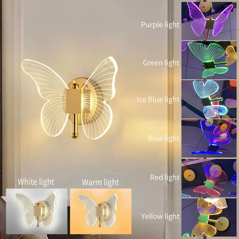 Butterfly Wall Lamp Hallway Light Luxury Modern Minimalist Creative Nordic Living Room Bedside Bedroom Light LED Indoor Lighting