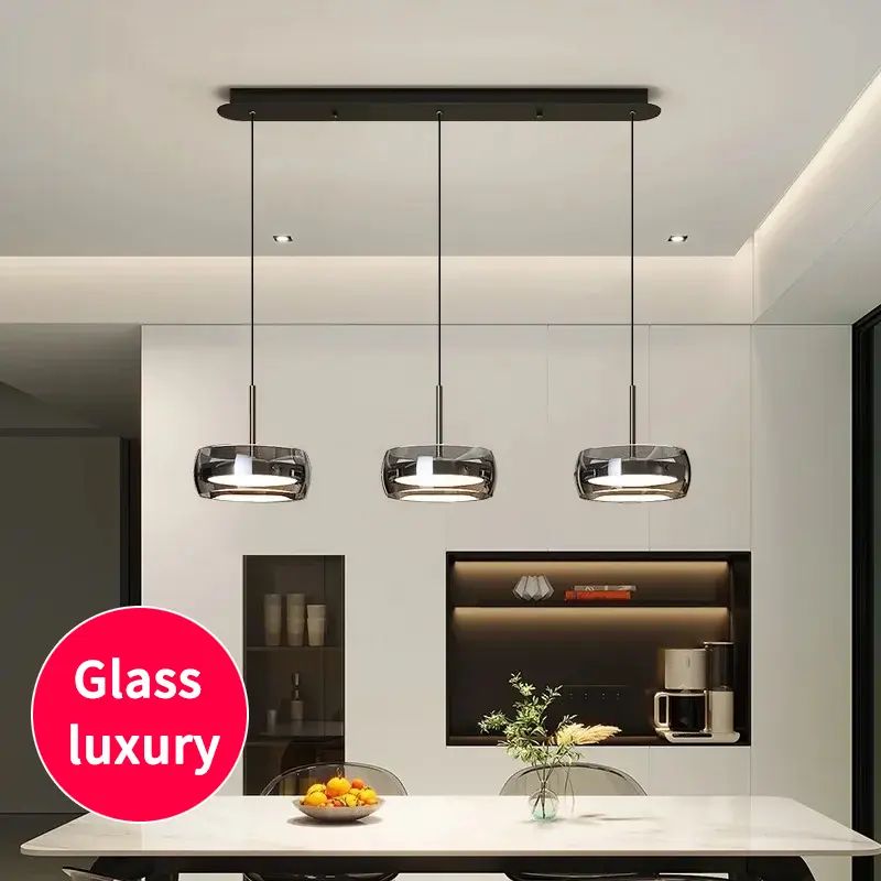 LED Single Head Modern Pendant Light, Minimalist Dining Table Light, Glass Restaurant Light, Home Decoration Indoor Lighting