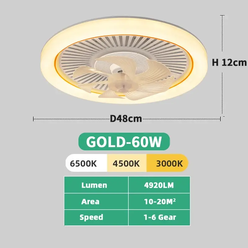 New LED Ceiling Fan Light 6th Gear with Intelligent APP Remote Control Dimming Bedroom Study Balcony Indoor Home Fan Light