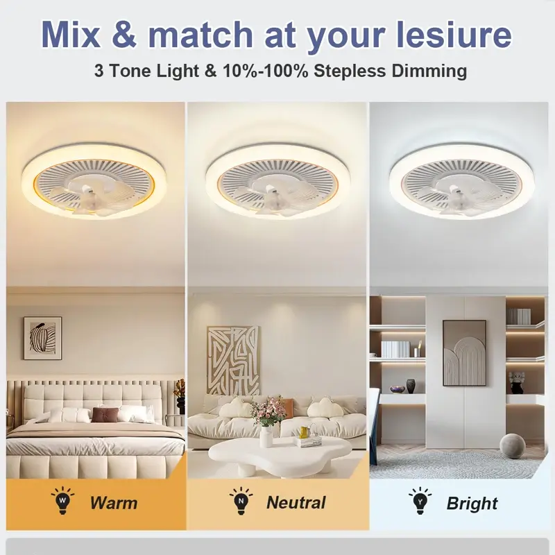 New LED Ceiling Fan Light 6th Gear with Intelligent APP Remote Control Dimming Bedroom Study Balcony Indoor Home Fan Light