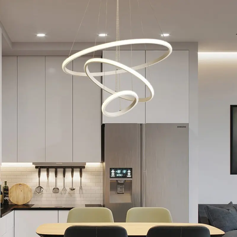 Modern Minimalist Round Led Ring Chandelier Hanging Ceiling Decorative Chandelier Living Room Dining Room Home Lighting Lamps