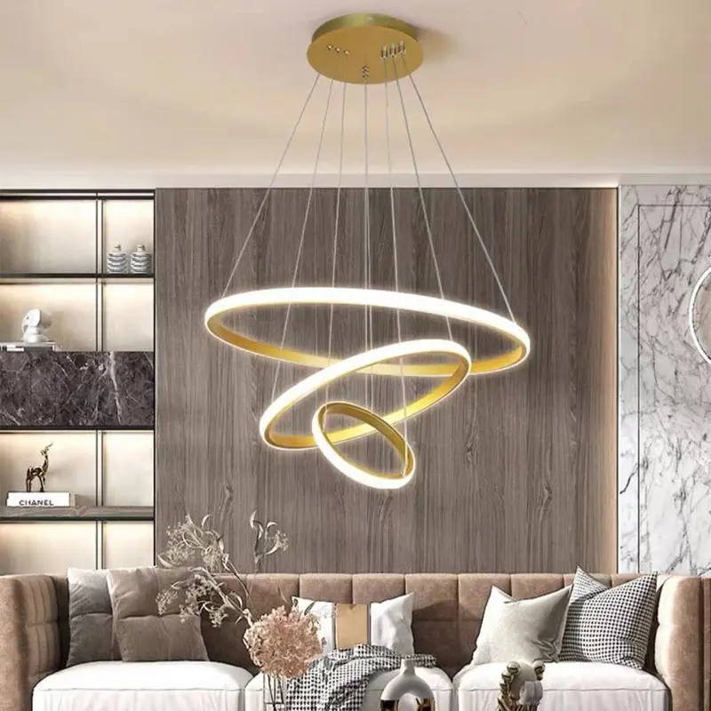Modern Minimalist Round Led Ring Chandelier Hanging Ceiling Decorative Chandelier Living Room Dining Room Home Lighting Lamps