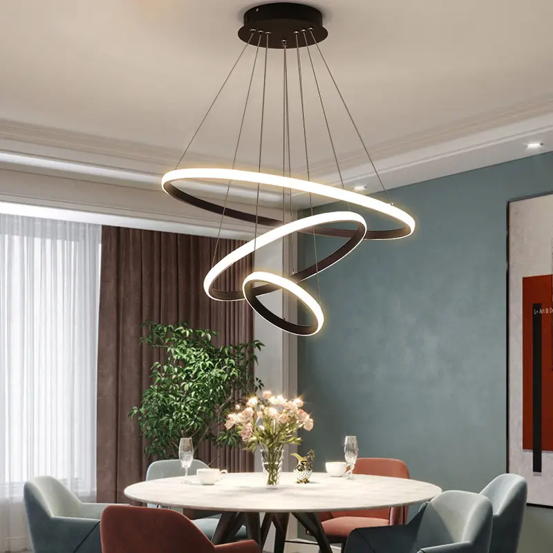 Modern Minimalist Round Led Ring Chandelier Hanging Ceiling Decorative Chandelier Living Room Dining Room Home Lighting Lamps