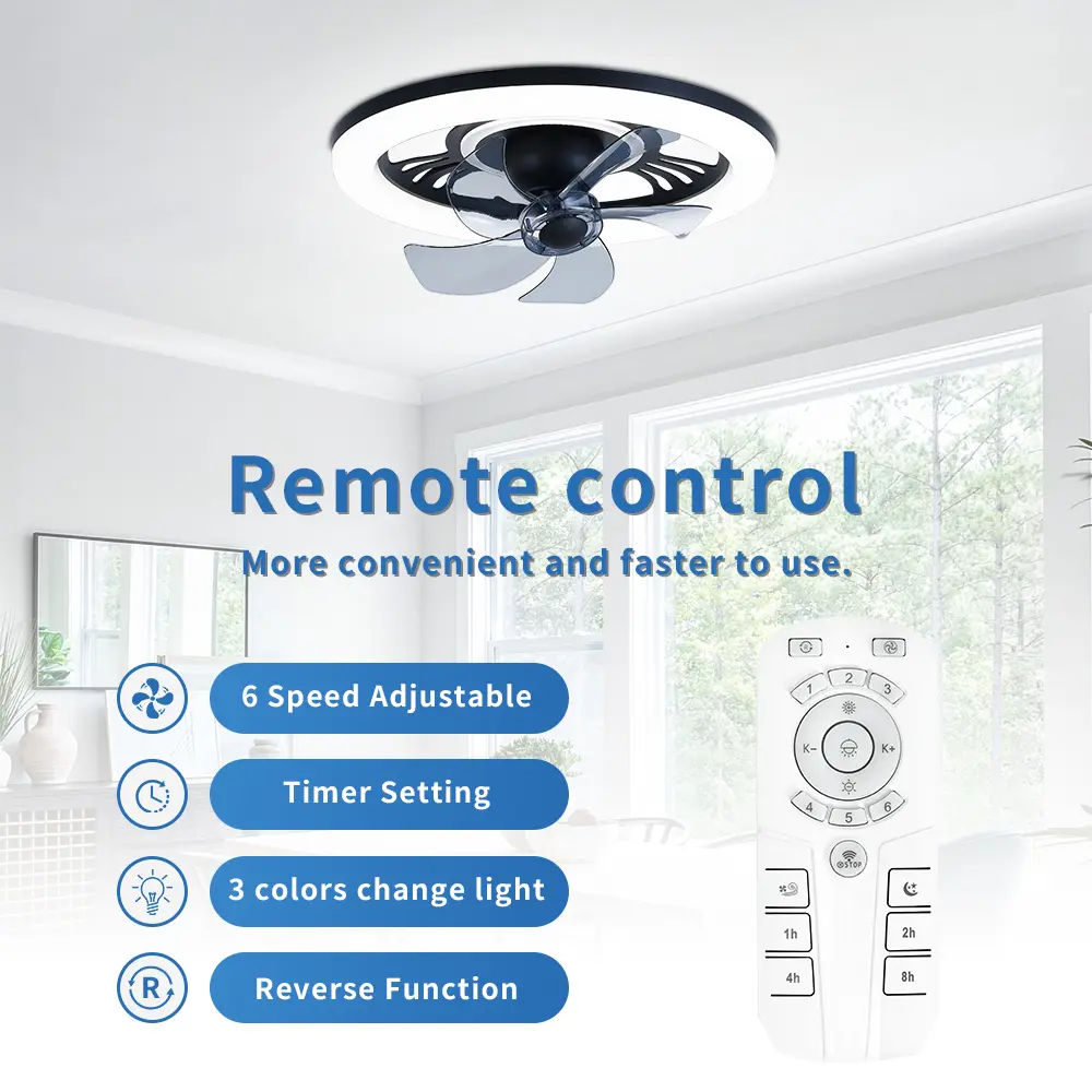 360 Degree LED Ceiling Fan Light with Remote Control, 6-speed Airflow, Bedroom, Dining Room, Home Decoration, Silent Fan Lamp