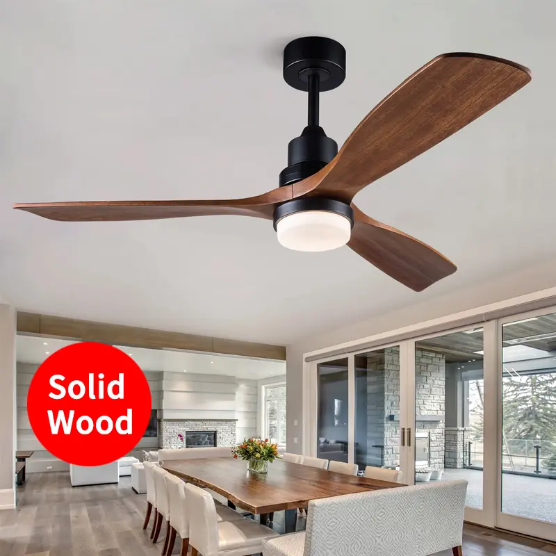 42/52 Inch Solid Wood Ceiling Fan, for Living Rooms, Bedrooms, Dining Rooms, and Study Rooms, with Remote Control Fan Lights