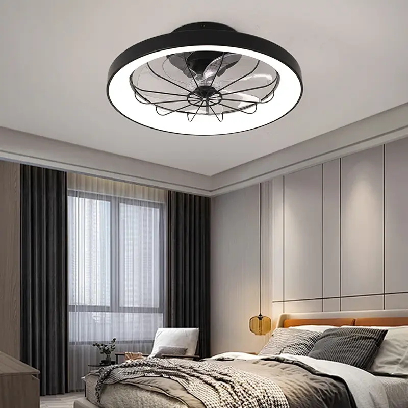 Embedded Ceiling Fan with Light, 19 Inches, Remote Control, 6-speed Reversible, 3CCT, Dimmable, Noise Free, Living Room, Bedroom