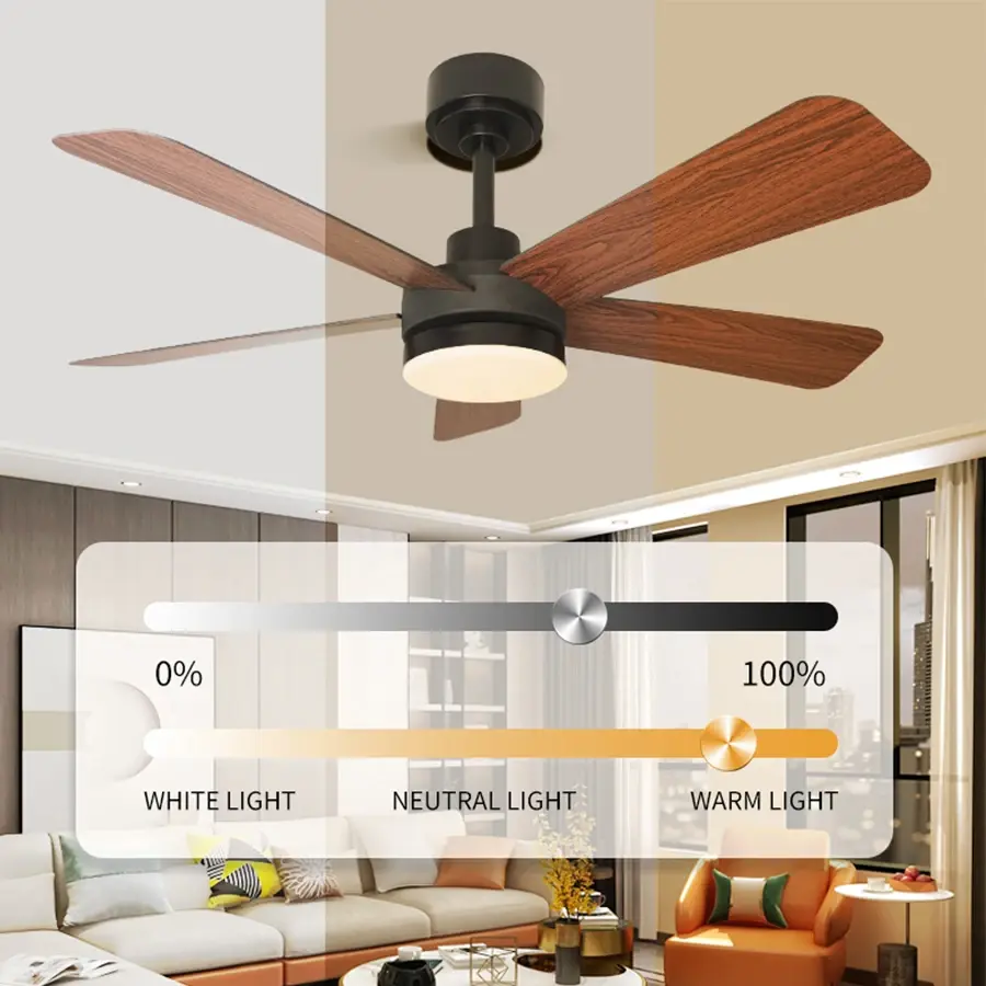 52 Inch Silent Ceiling Fan Light, Modern and Simple Restaurant Electric Fan, Household with Light Remote Control Ceiling Fan