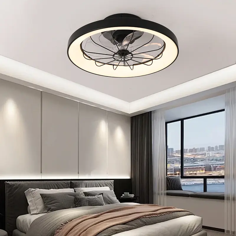 Embedded Ceiling Fan with Light, 19 Inches, Remote Control, 6-speed Reversible, 3CCT, Dimmable, Noise Free, Living Room, Bedroom