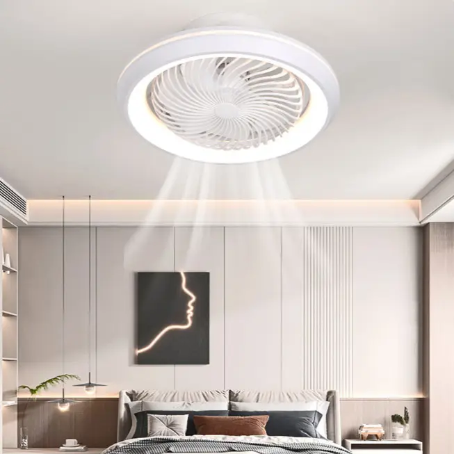 49cm Enclosed 360 Degree Moving Head Fan Light, Bedroom Integrated Fan Light, Living Room Bedroom Dining Room Ceiling Fan Light