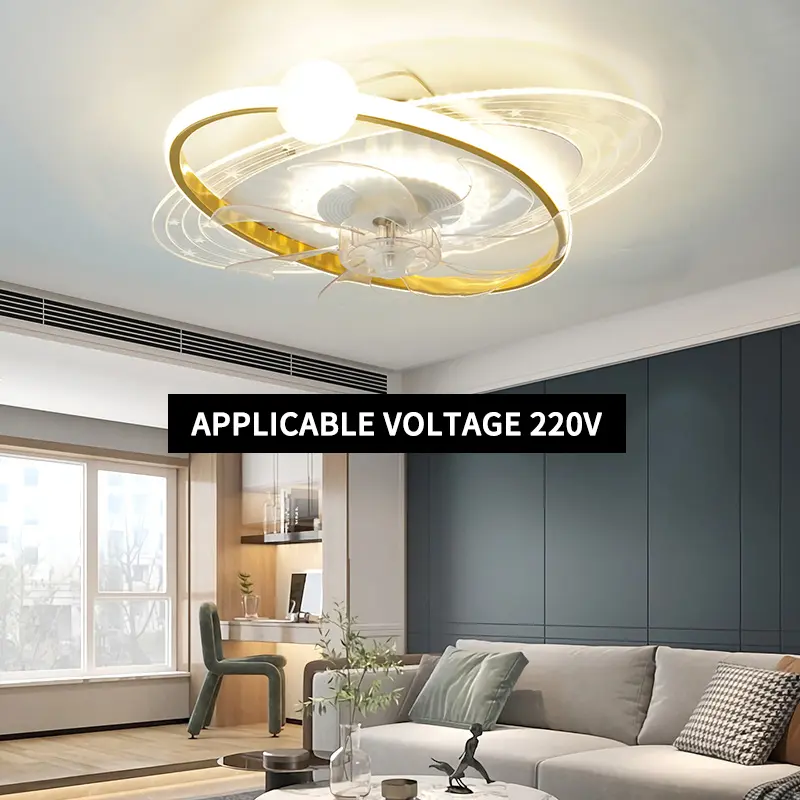 220V Modern Ceiling Fan Light with Remote Control Living Room Bedroom Starry Sky Dining Room LED Lighting Fan Pendant Light