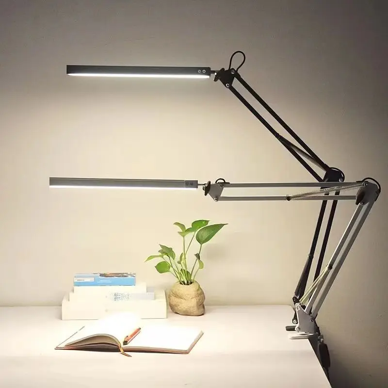 Folding Reading Office Desk Lamp, Dimmable Angle, Three-color LED Reading Lamp, Eye Protection, Study and Work USB Desktop Lamp