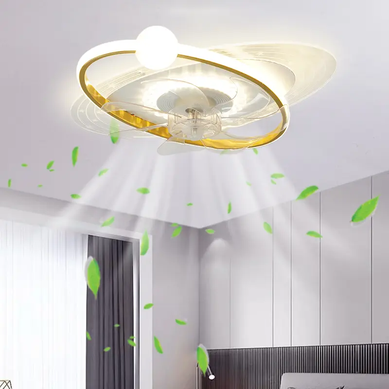 220V Modern Ceiling Fan Light with Remote Control Living Room Bedroom Starry Sky Dining Room LED Lighting Fan Pendant Light