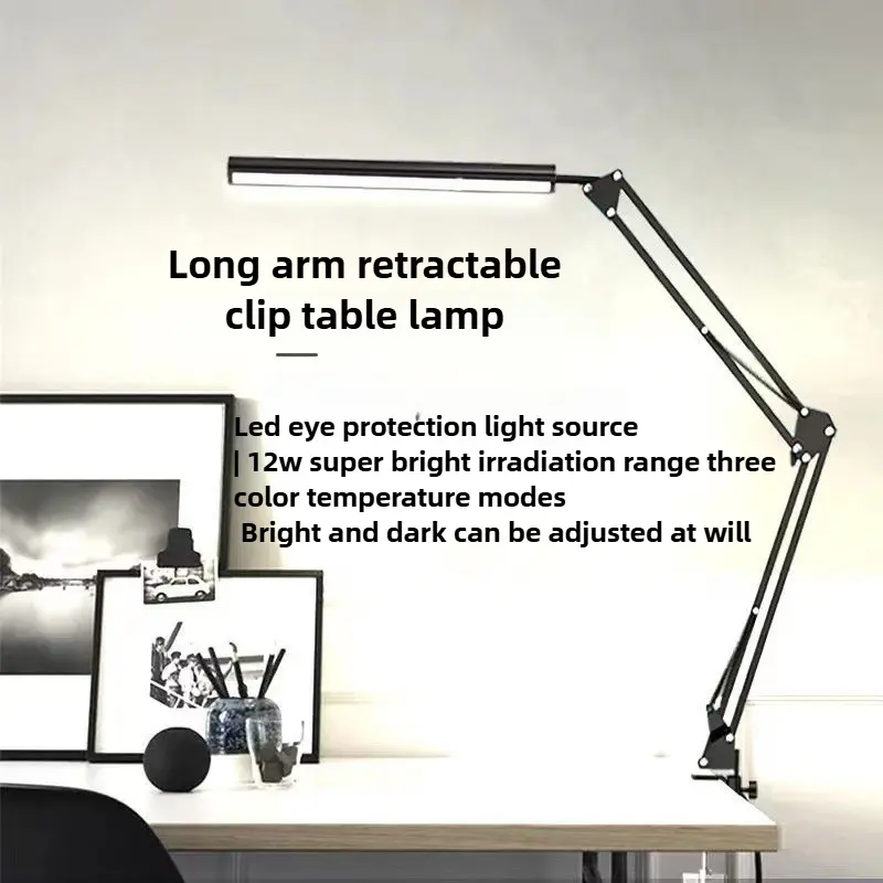 Folding Reading Office Desk Lamp, Dimmable Angle, Three-color LED Reading Lamp, Eye Protection, Study and Work USB Desktop Lamp