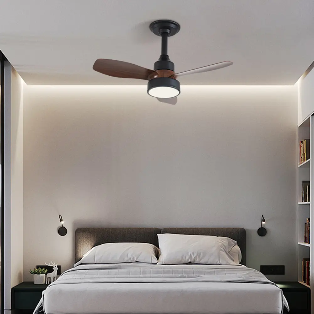 24 In White Ceiling Fan with Light and Remote Control, Remote Control Adjustable for Modern Lighting, Bedroom Ceiling Fan Simple