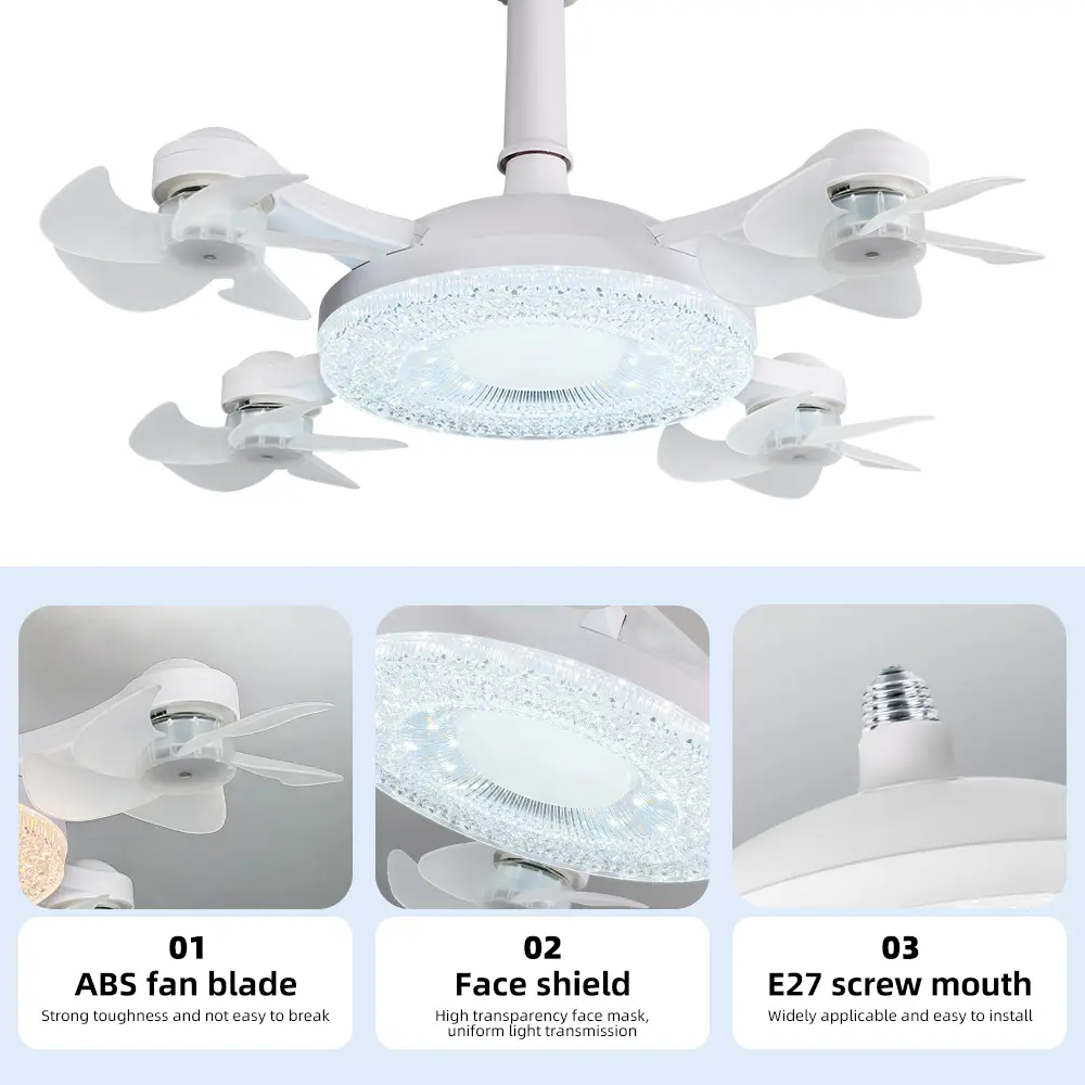 2-in-1 Suspended Drone LED Ceiling Fan Light, with Remote Dimming 50-60w, Silent 3-speed Large Fan, Suitable for Living Rooms