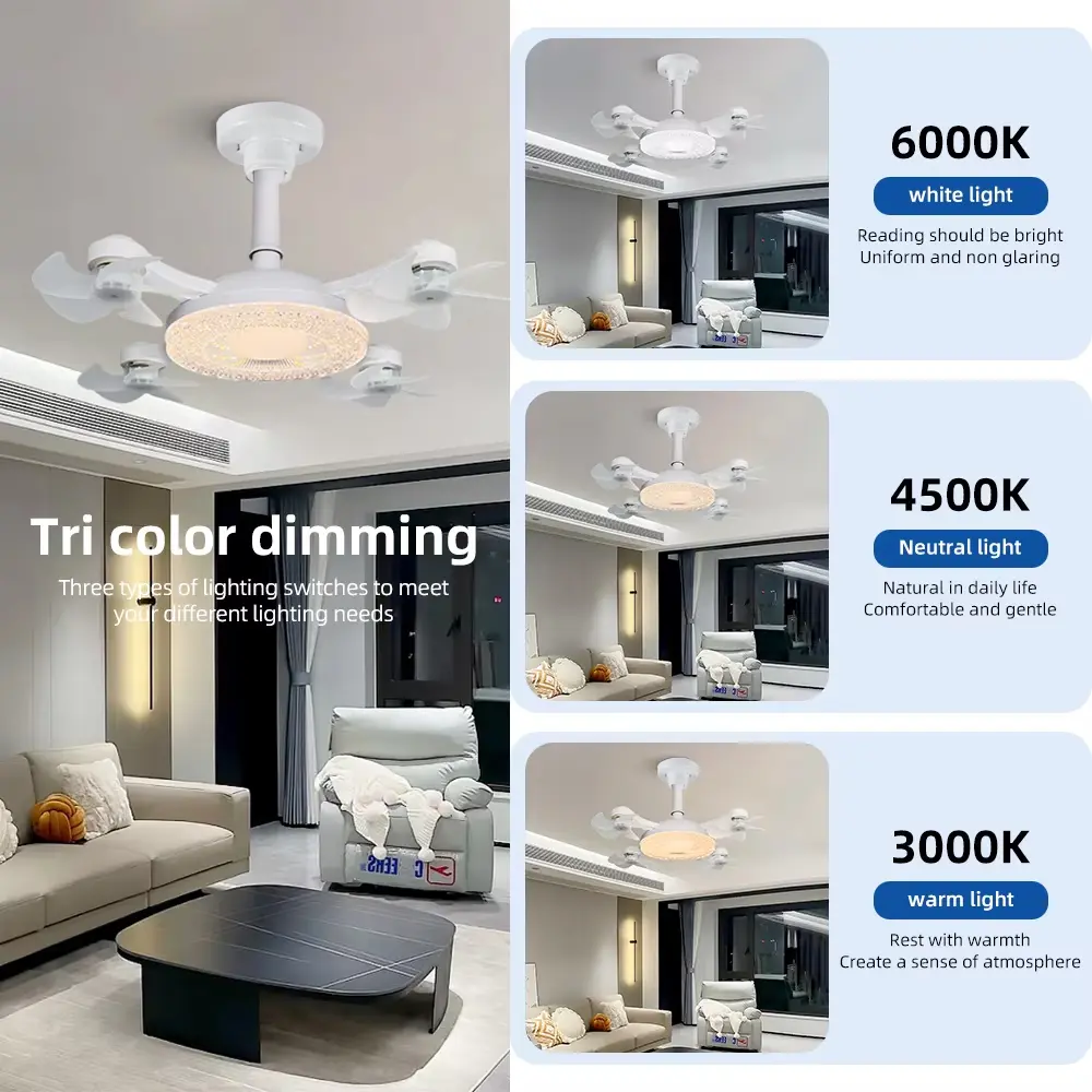 2-in-1 Suspended Drone LED Ceiling Fan Light, with Remote Dimming 50-60w, Silent 3-speed Large Fan, Suitable for Living Rooms