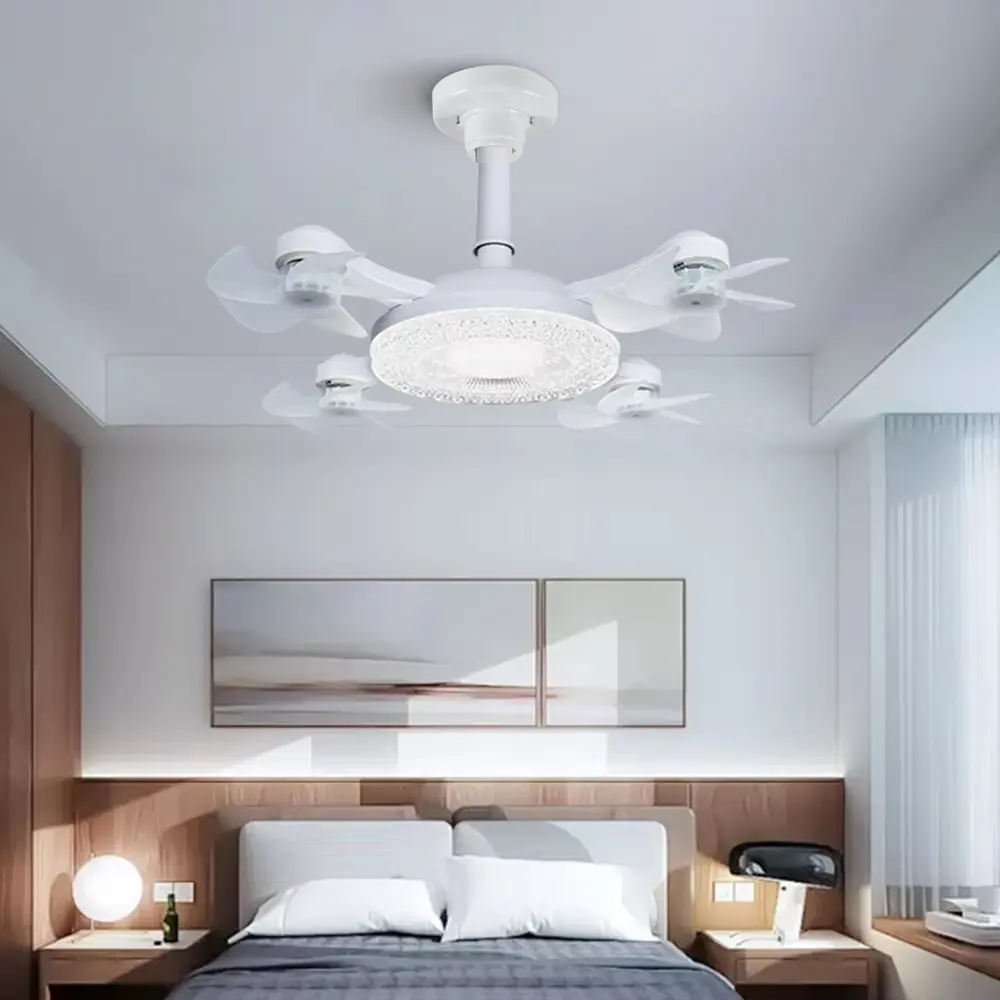 2-in-1 Suspended Drone LED Ceiling Fan Light, with Remote Dimming 50-60w, Silent 3-speed Large Fan, Suitable for Living Rooms