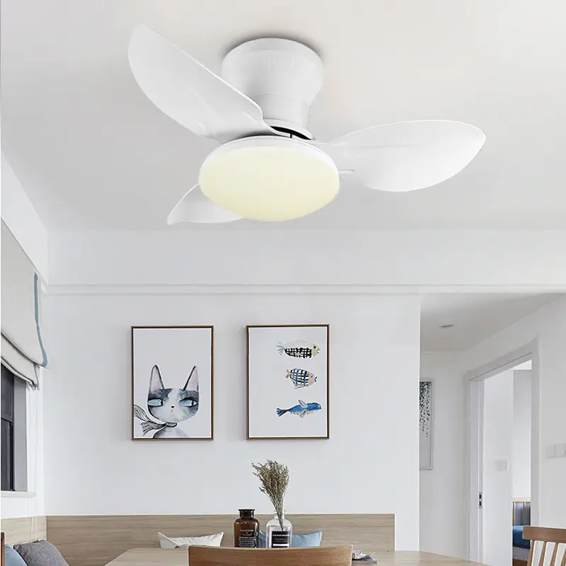 25 Inch Remote Control Bedroom LED Ceiling Fan with Remote Control Light, 6-speed Wind, 3-blade Adjustable Indoor Ceiling Fan