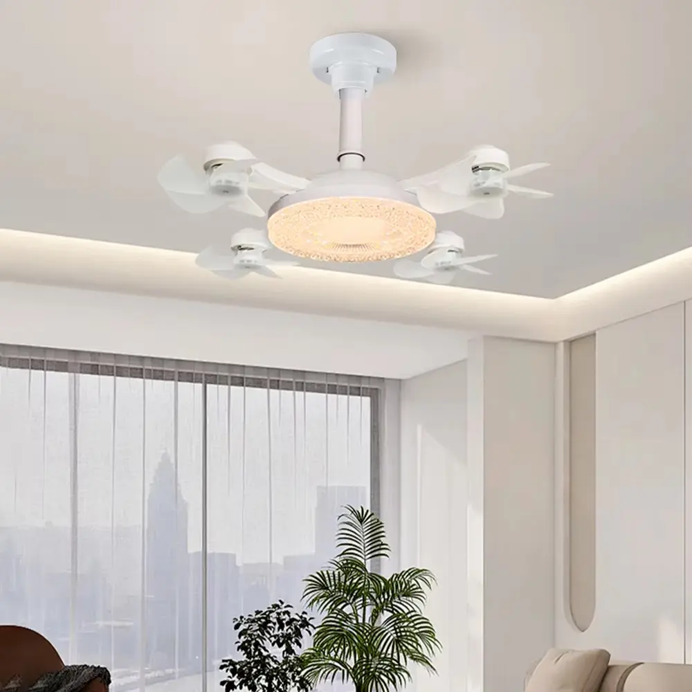 2-in-1 Suspended Drone LED Ceiling Fan Light, with Remote Dimming 50-60w, Silent 3-speed Large Fan, Suitable for Living Rooms