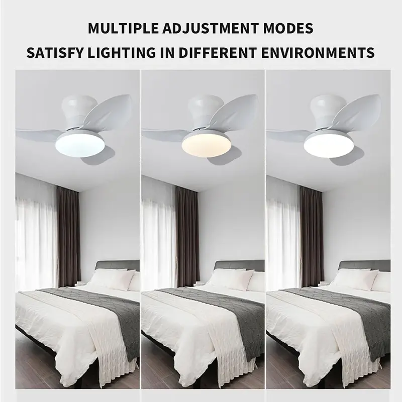 25 Inch Remote Control Bedroom LED Ceiling Fan with Remote Control Light, 6-speed Wind, 3-blade Adjustable Indoor Ceiling Fan