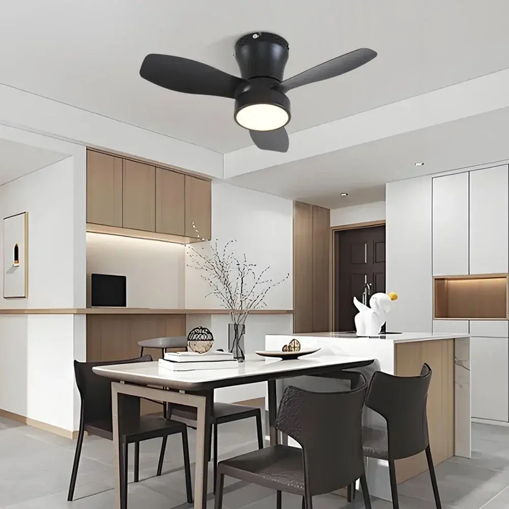 62cm Embedded Ceiling Fan with Remote Control and Light, 24W, Small Silent Fan Suitable for Bedrooms, Dining Rooms, Kitchens