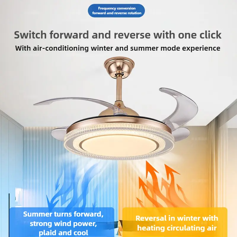 LED Pendant Light Ceiling Fan Light, Bedroom, Living Room, Dining Room, Study, with Remote Ventilation Pendant Light 220V