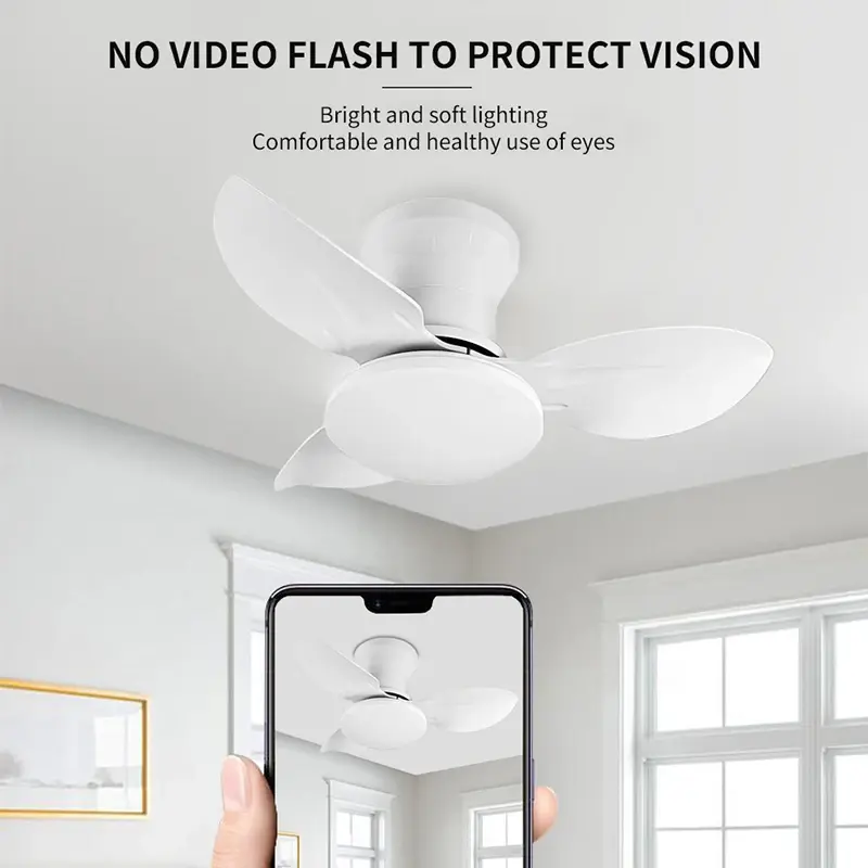 25 Inch Remote Control Bedroom LED Ceiling Fan with Remote Control Light, 6-speed Wind, 3-blade Adjustable Indoor Ceiling Fan