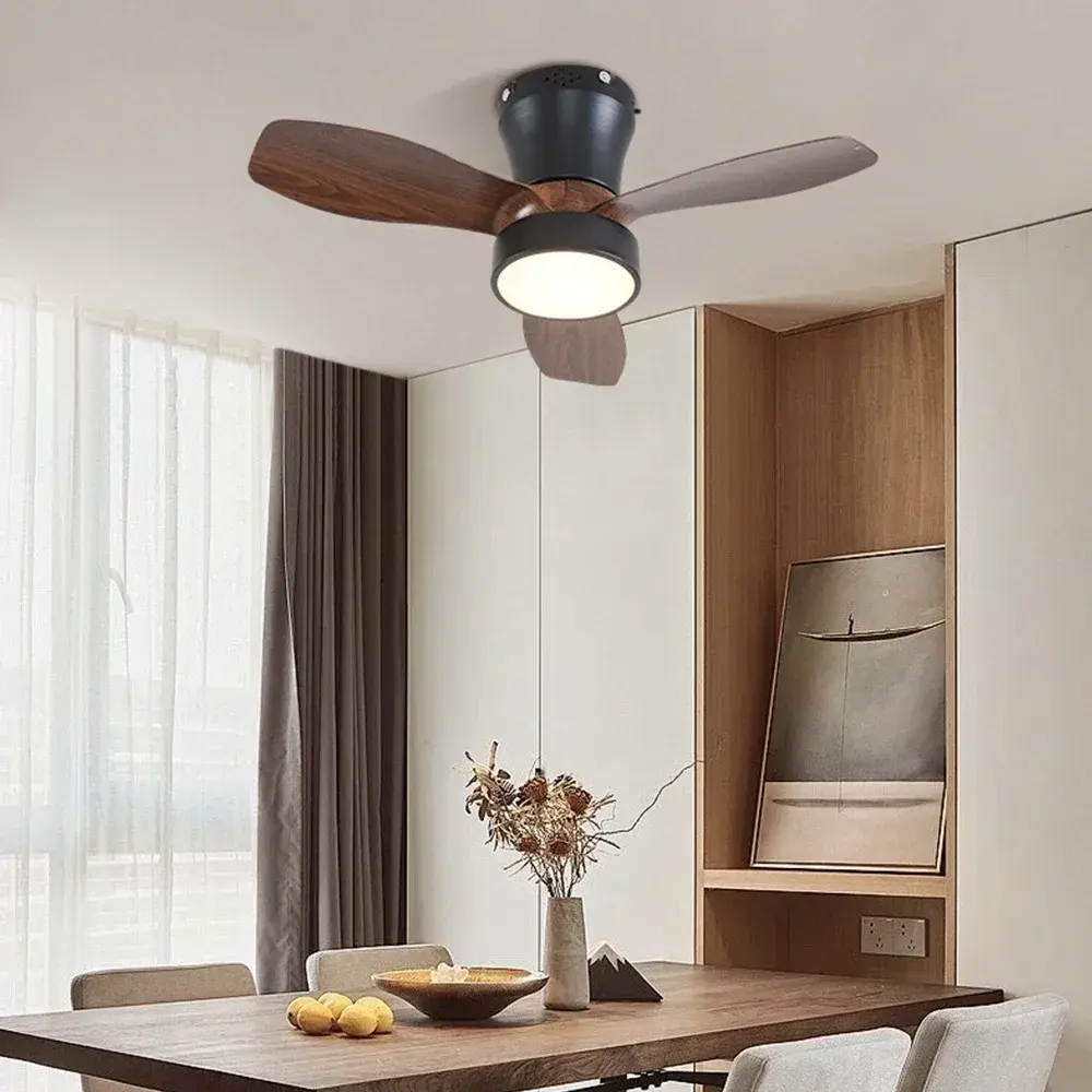 62cm Embedded Ceiling Fan with Remote Control and Light, 24W, Small Silent Fan Suitable for Bedrooms, Dining Rooms, Kitchens