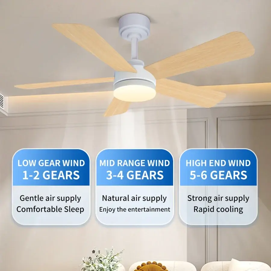 52 in 132cm Silent Ceiling Fan Light, Modern and Simple Restaurant Electric Fan, Household with Light Remote Control Ceiling Fan