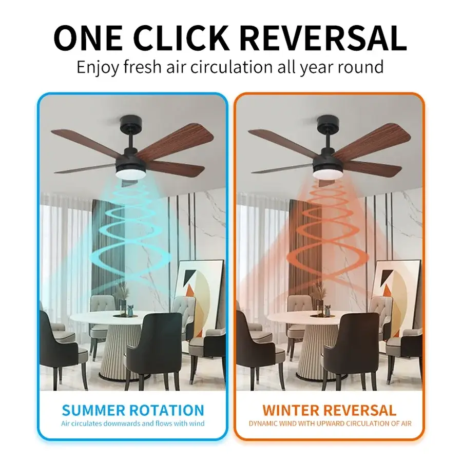 52 in 132cm Silent Ceiling Fan Light, Modern and Simple Restaurant Electric Fan, Household with Light Remote Control Ceiling Fan