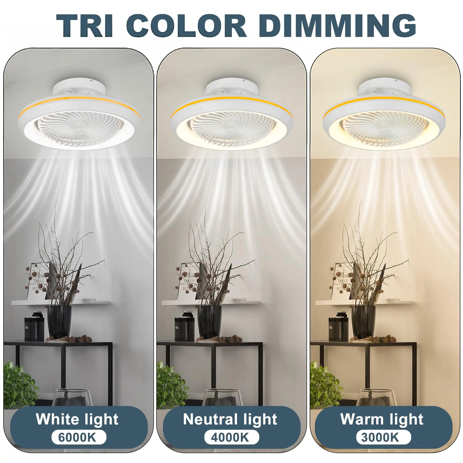 360 Degree Shaking Fan Light, Enclosed, Integrated Fan Light in Bedroom, Ceiling Fan Light in Living Room, Bedroom, Dining Room