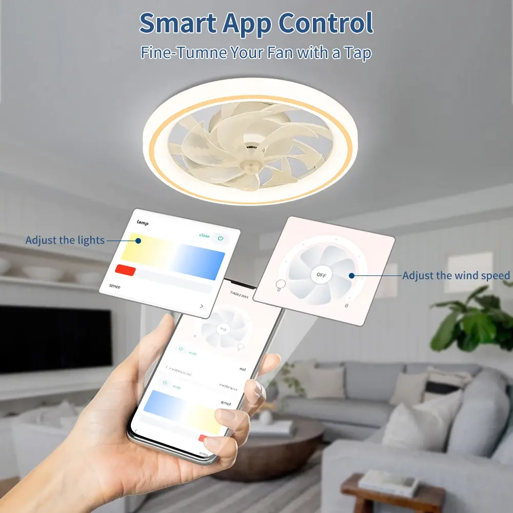 LED Ceiling Fan Light, Mobile App and Remote Control, Silent, Unlimited Dimming Lighting, Living Room,Bedroom Ceiling Chandelier