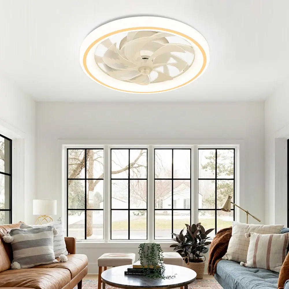 LED Ceiling Fan Light, Mobile App and Remote Control, Silent, Unlimited Dimming Lighting, Living Room,Bedroom Ceiling Chandelier