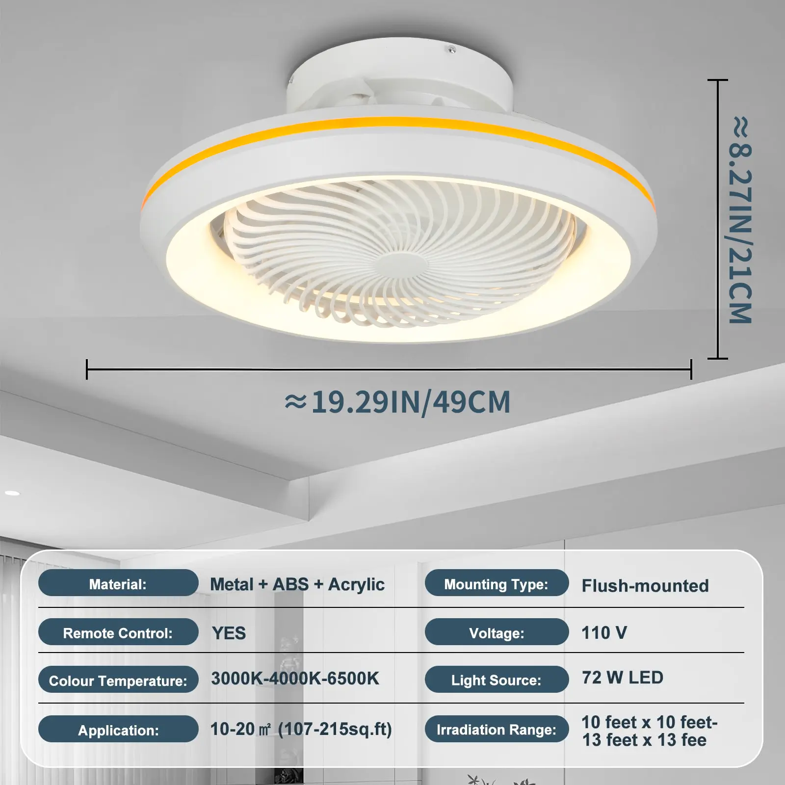 360 Degree Shaking Fan Light, Enclosed, Integrated Fan Light in Bedroom, Ceiling Fan Light in Living Room, Bedroom, Dining Room