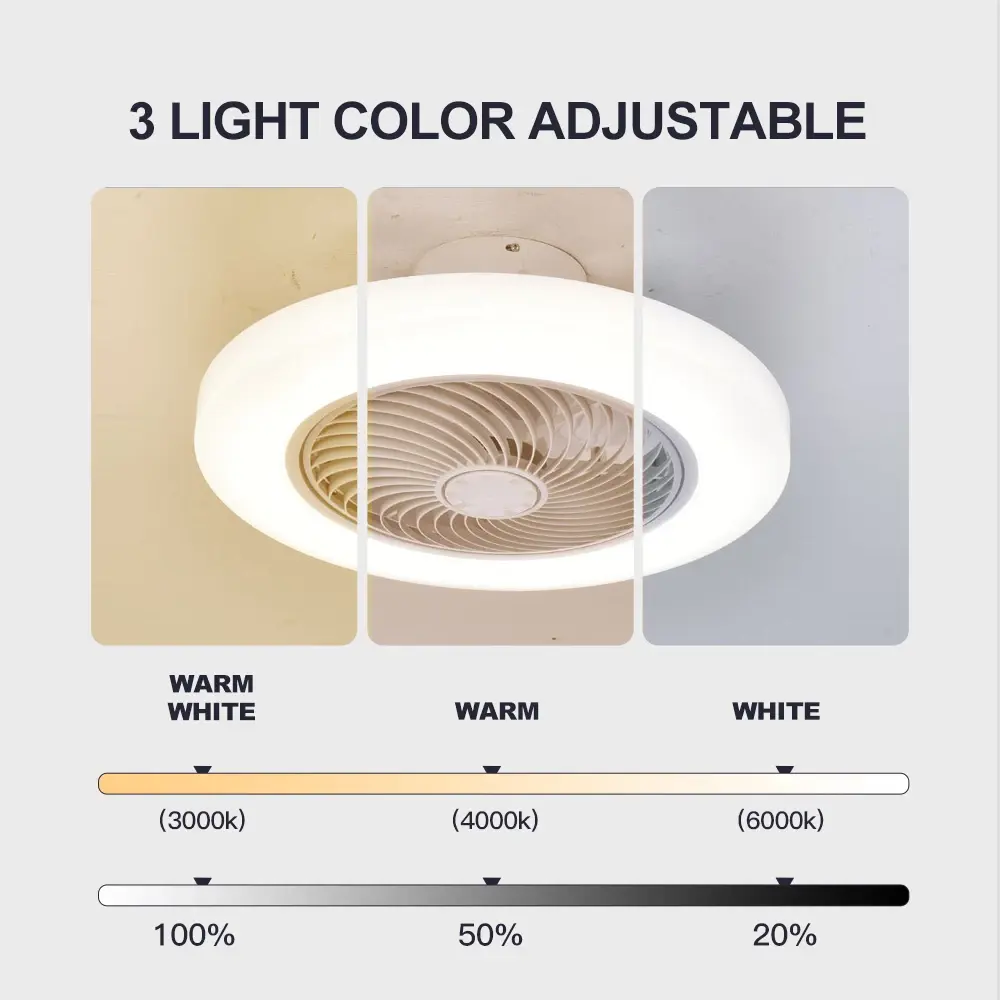 LED Ceiling Fan Light, 6-speed Wind Power, Living Room and Bedroom Decoration Ventilation Fan Light Air Invisible Blade Silent