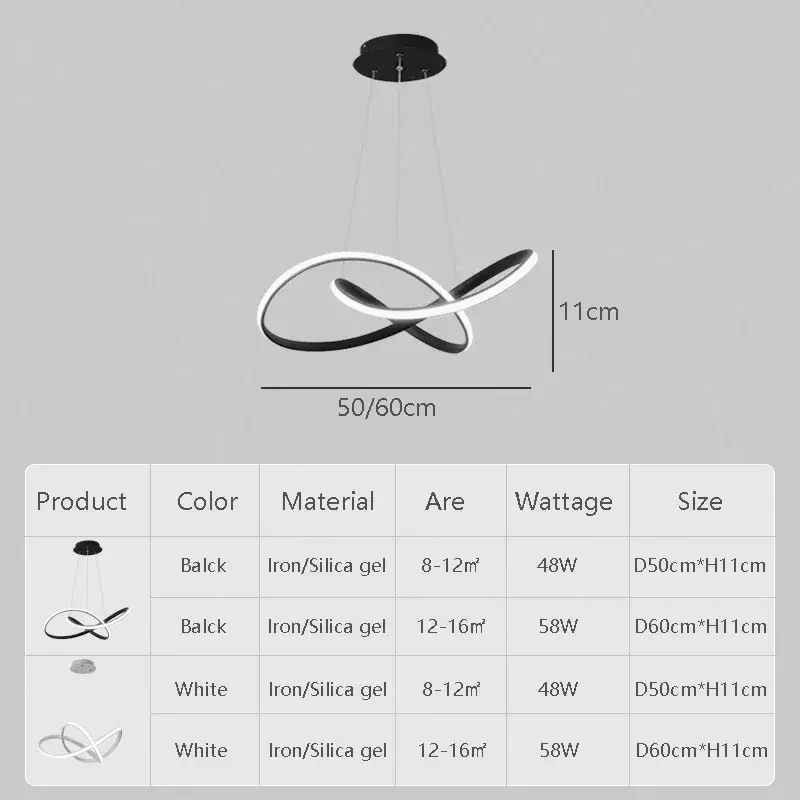 50/60cm Pendant Light, Living Room, Dining Hall, Bedroom, Hotel Pendant Light, Dining Table, Fashionable LED Lighting Fixtures
